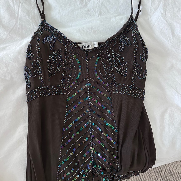 Vintage Brown Beaded Embellished Camisole Tank - Picture 2 of 2